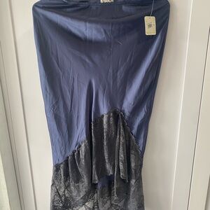 Free People Asymmetrical Skirt in Blue and Black